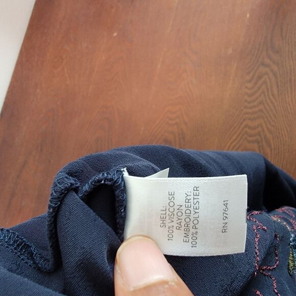 J.Jill Floral Embroidered Blouse Navy 2X Top - Picture 9 of 9